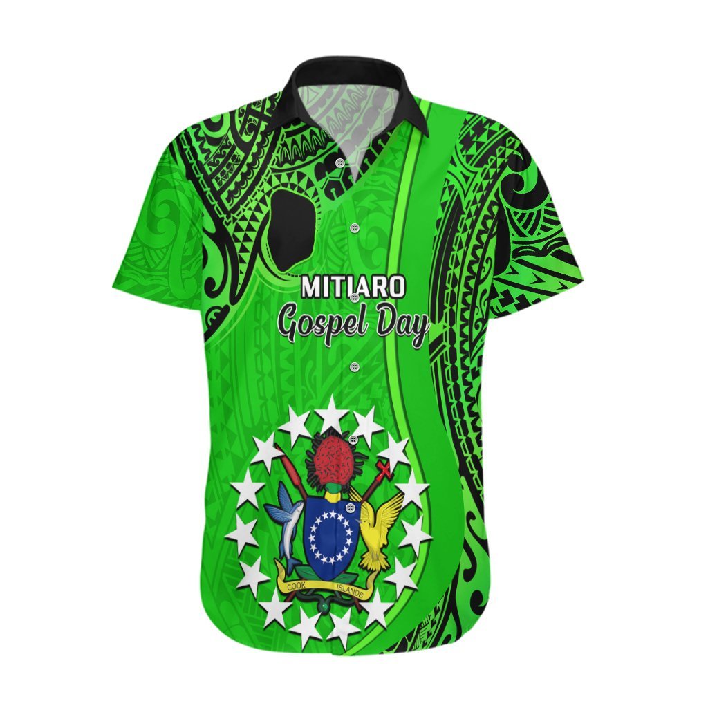 21 July Mitiaro Island Gospel Day Hawaiian Shirt Cook Islands Tribal Pattern LT14 Green - Polynesian Pride