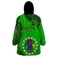 21 July Mitiaro Island Gospel Day Wearable Blanket Hoodie Cook Islands Tribal Pattern LT14 - Polynesian Pride