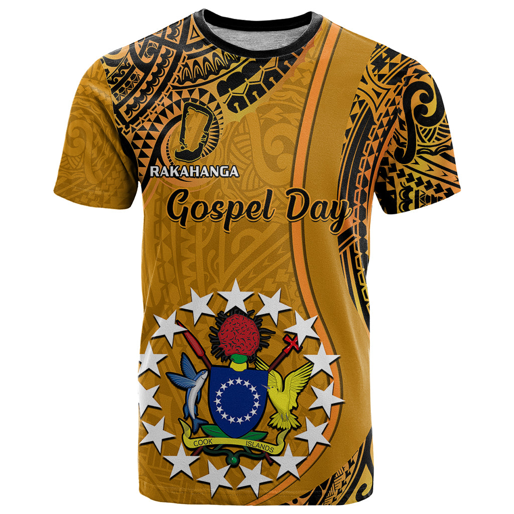 Custom 15 August Rakahanga Island Gospel Day T Shirt Cook Islands Tribal Pattern LT14 Orange - Polynesian Pride