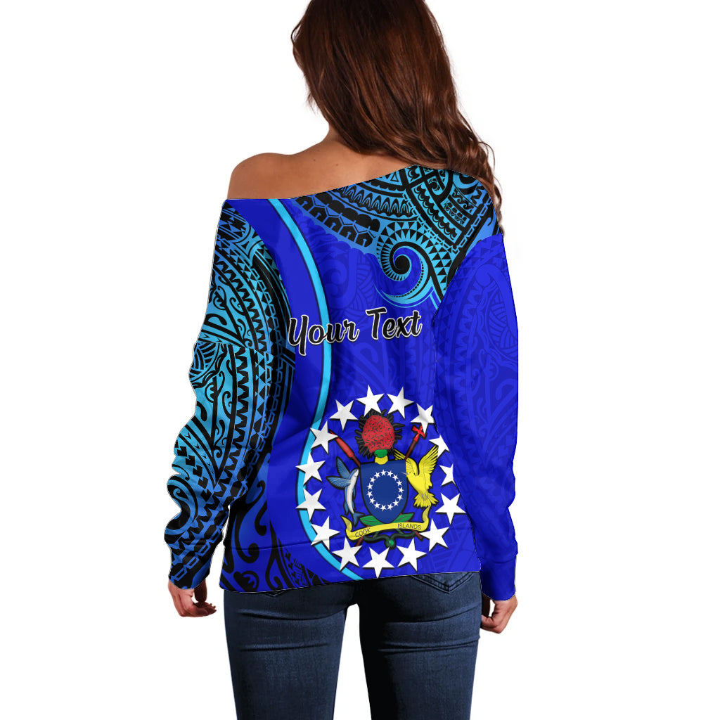 Personalised 8 December Pukapuka Island Gospel Day Off Shoulder Sweater Cook Islands Tribal Pattern LT14 - Polynesian Pride