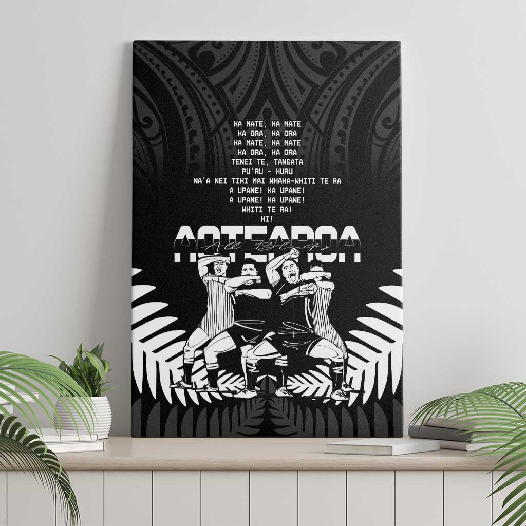 New Zealand Silver Fern Rugby Canvas Wall Art Haka Dance With Aotearoa Maori Pattern LT14 - Polynesian Pride