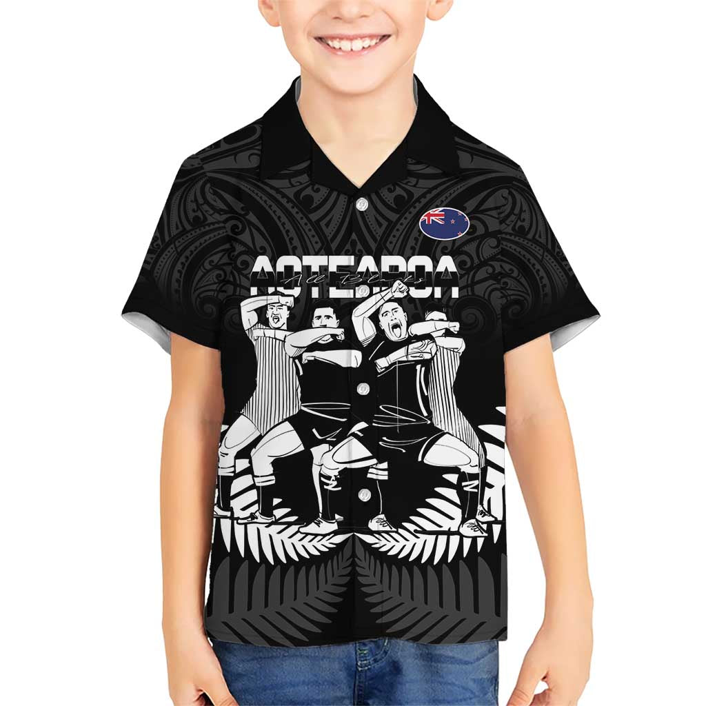 New Zealand Silver Fern Rugby Kid Hawaiian Shirt Haka Dance With Aotearoa Maori Pattern