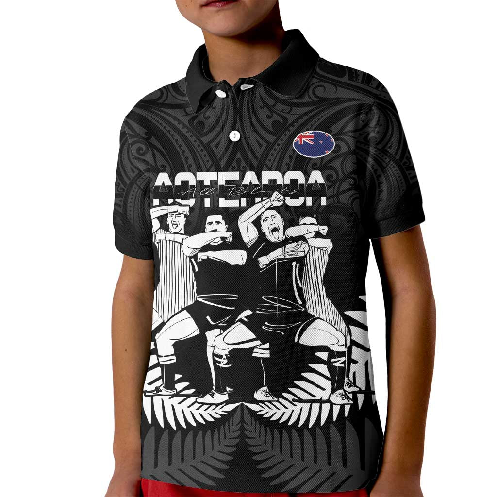 New Zealand Silver Fern Rugby Kid Polo Shirt Haka Dance With Aotearoa Maori Pattern