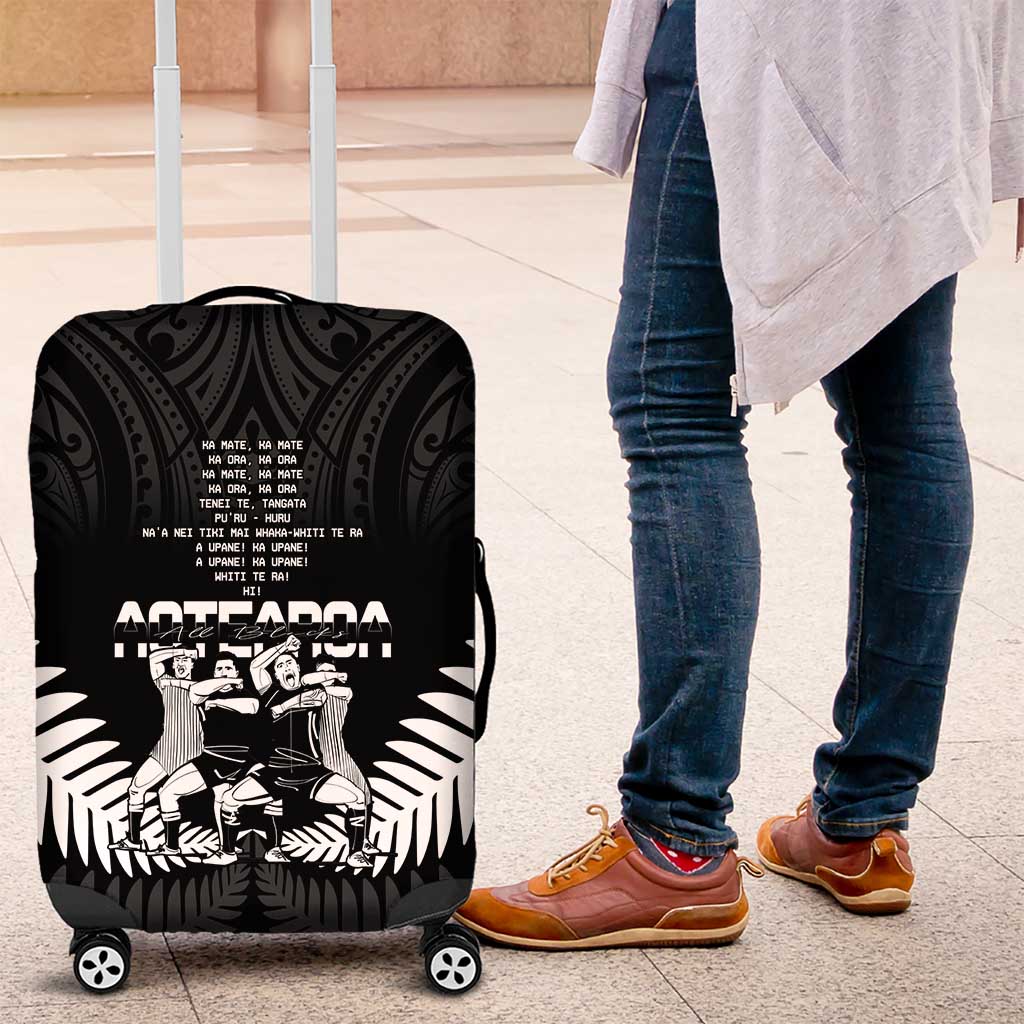 New Zealand Silver Fern Rugby Luggage Cover Haka Dance With Aotearoa Maori Pattern