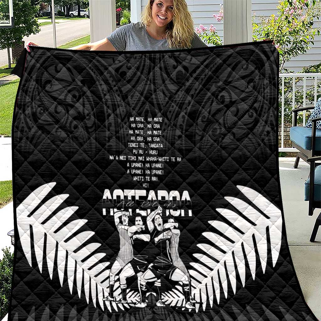 New Zealand Silver Fern Rugby Quilt Haka Dance With Aotearoa Maori Pattern