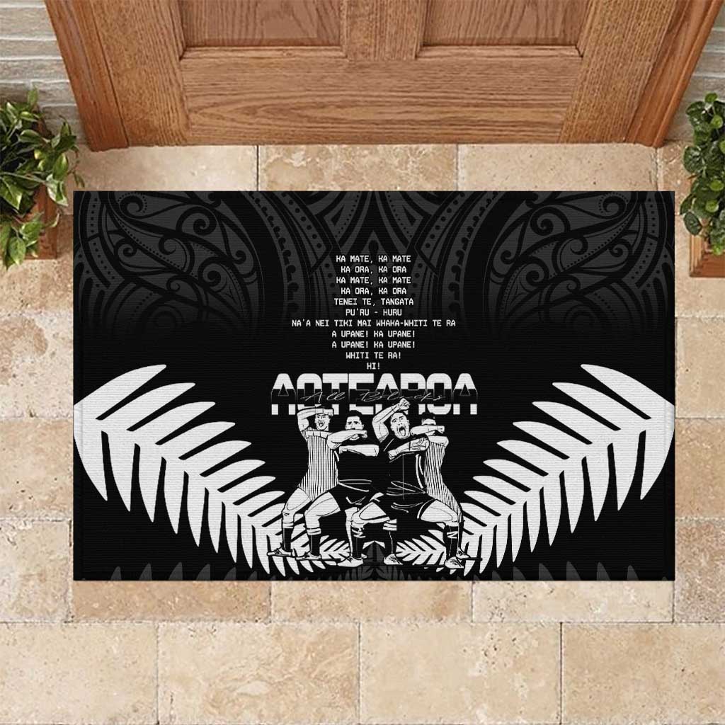 New Zealand Silver Fern Rugby Rubber Doormat Haka Dance With Aotearoa Maori Pattern