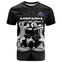 New Zealand Silver Fern Rugby T Shirt Haka Dance With Aotearoa Maori Pattern LT14 Black - Polynesian Pride