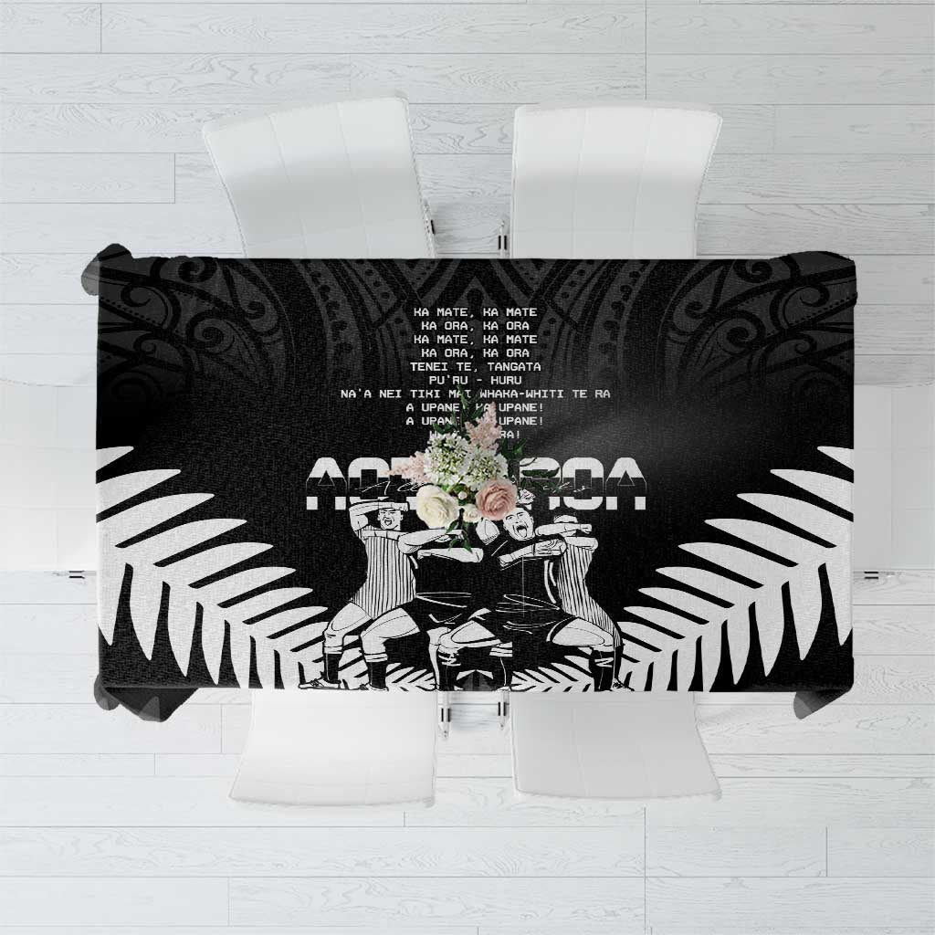 New Zealand Silver Fern Rugby Tablecloth Haka Dance With Aotearoa Maori Pattern LT14 Black - Polynesian Pride