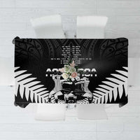 New Zealand Silver Fern Rugby Tablecloth Haka Dance With Aotearoa Maori Pattern LT14 Black - Polynesian Pride
