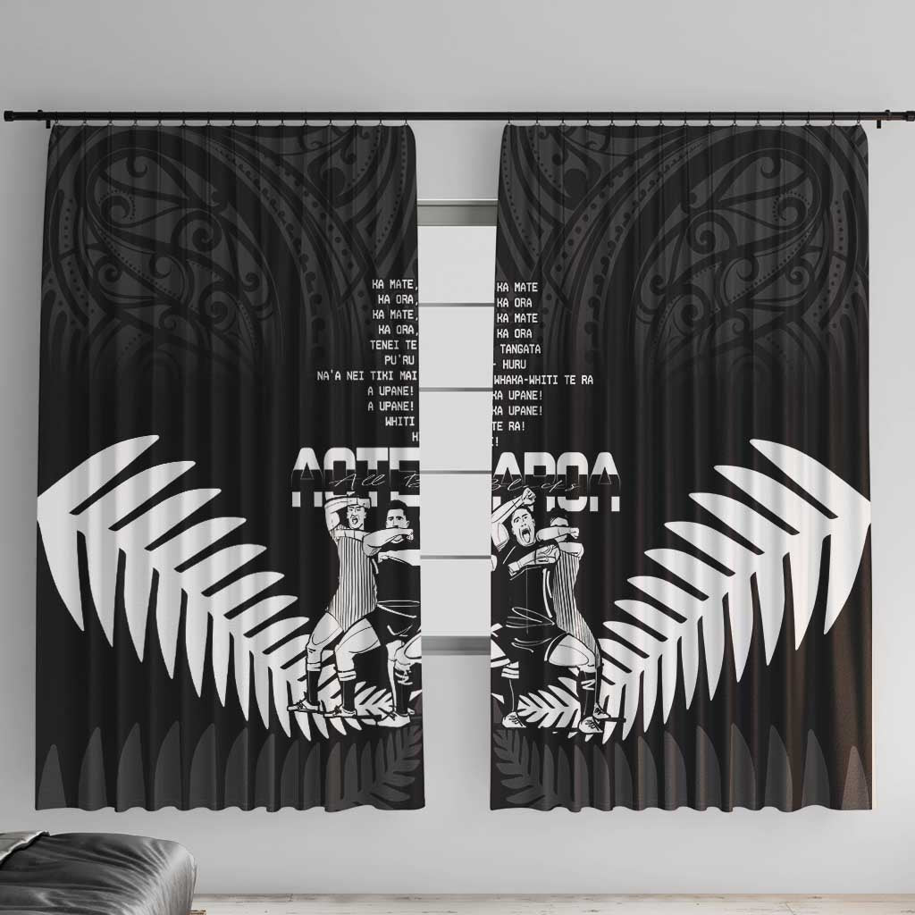 New Zealand Silver Fern Rugby Window Curtain Haka Dance With Aotearoa Maori Pattern