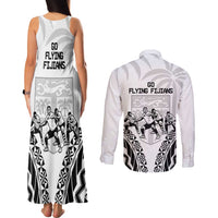 Fiji Tapa Rugby Couples Matching Tank Maxi Dress and Long Sleeve Button Shirt Cibi Dance With Fijian Pattern LT14 - Polynesian Pride