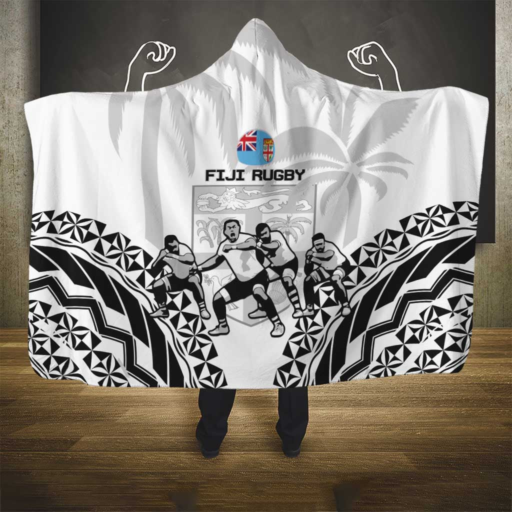 Fiji Tapa Rugby Hooded Blanket Cibi Dance With Fijian Pattern LT14 - Polynesian Pride