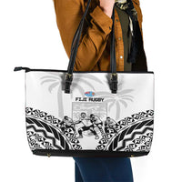Fiji Tapa Rugby Leather Tote Bag Cibi Dance With Fijian Pattern LT14 - Polynesian Pride