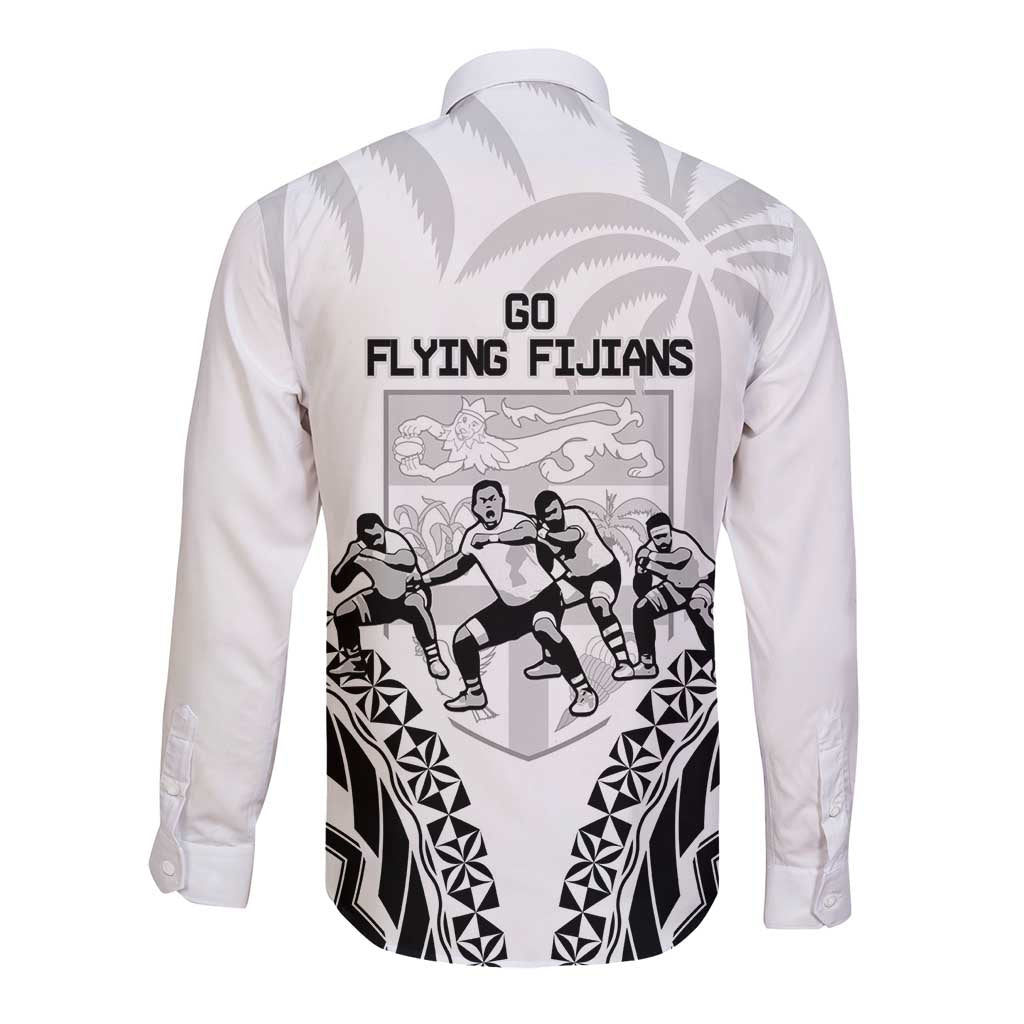 Fiji Tapa Rugby Long Sleeve Button Shirt Cibi Dance With Fijian Pattern LT14 - Polynesian Pride