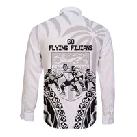 Fiji Tapa Rugby Long Sleeve Button Shirt Cibi Dance With Fijian Pattern LT14 - Polynesian Pride
