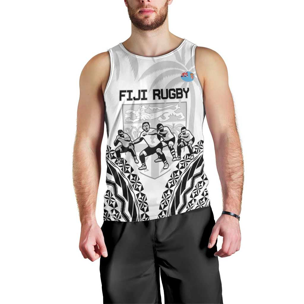 Fiji Tapa Rugby Men Tank Top Cibi Dance With Fijian Pattern LT14 - Polynesian Pride