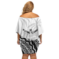 Fiji Tapa Rugby Off Shoulder Short Dress Cibi Dance With Fijian Pattern LT14 - Polynesian Pride