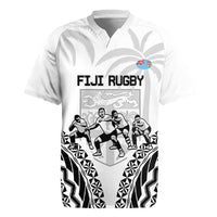 Fiji Tapa Rugby Rugby Jersey Cibi Dance With Fijian Pattern LT14 White - Polynesian Pride