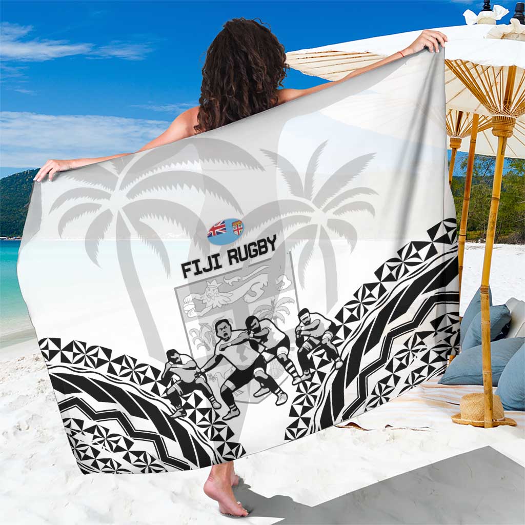 Fiji Tapa Rugby Sarong Cibi Dance With Fijian Pattern LT14 One Size 44 x 66 inches White - Polynesian Pride