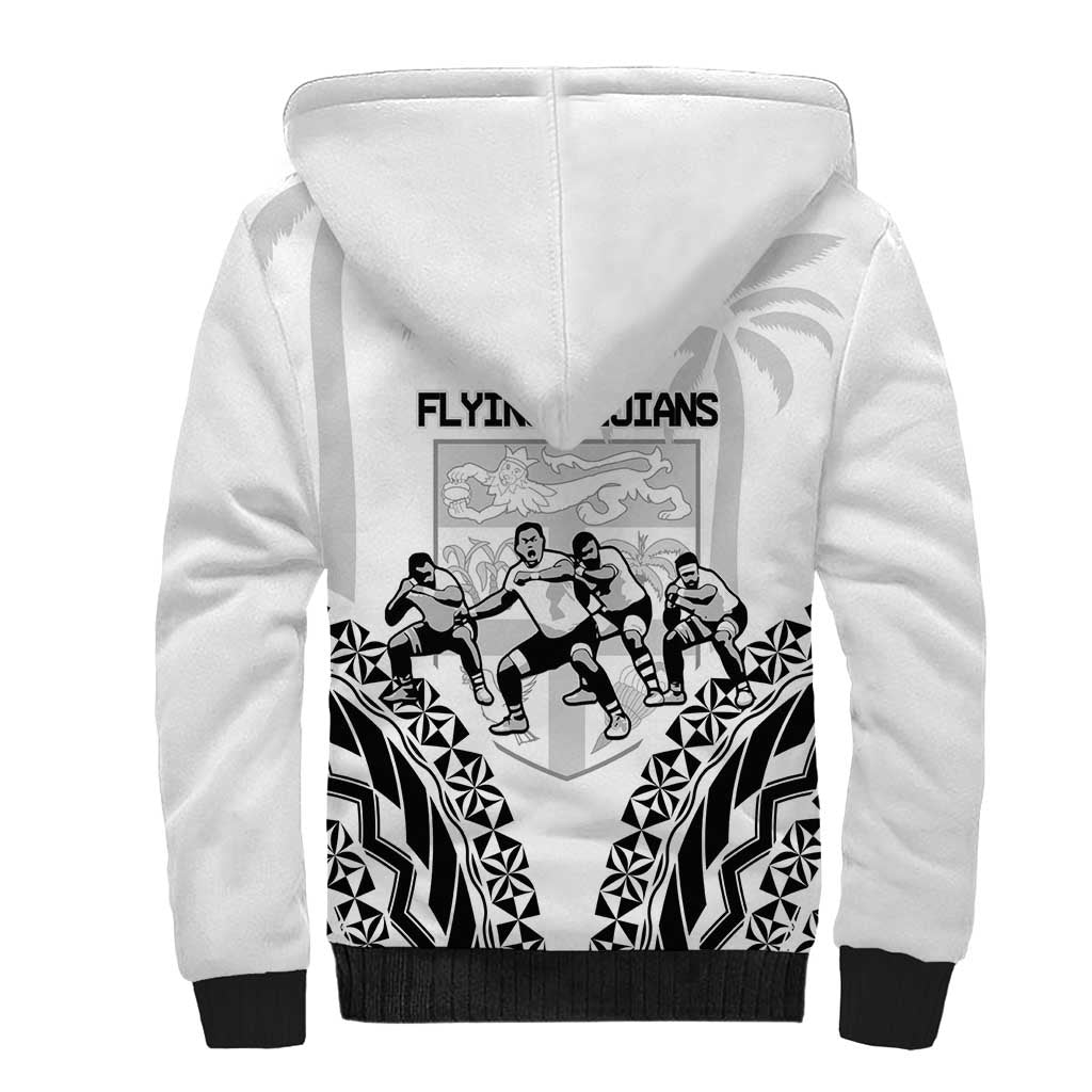 Fiji Tapa Rugby Sherpa Hoodie Cibi Dance With Fijian Pattern LT14 - Polynesian Pride