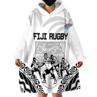 Fiji Tapa Rugby Wearable Blanket Hoodie Cibi Dance With Fijian Pattern LT14 - Polynesian Pride