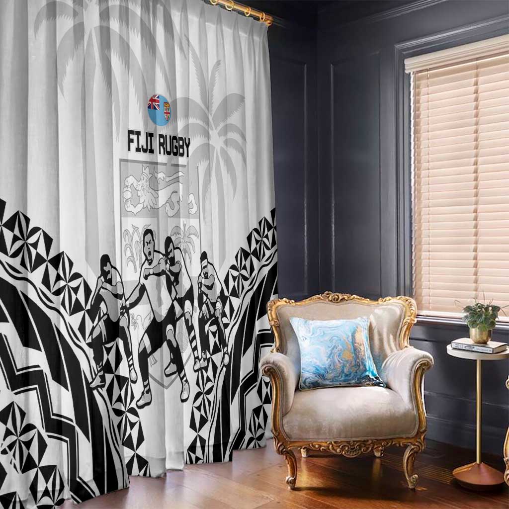 Fiji Tapa Rugby Window Curtain Cibi Dance With Fijian Pattern LT14 - Polynesian Pride