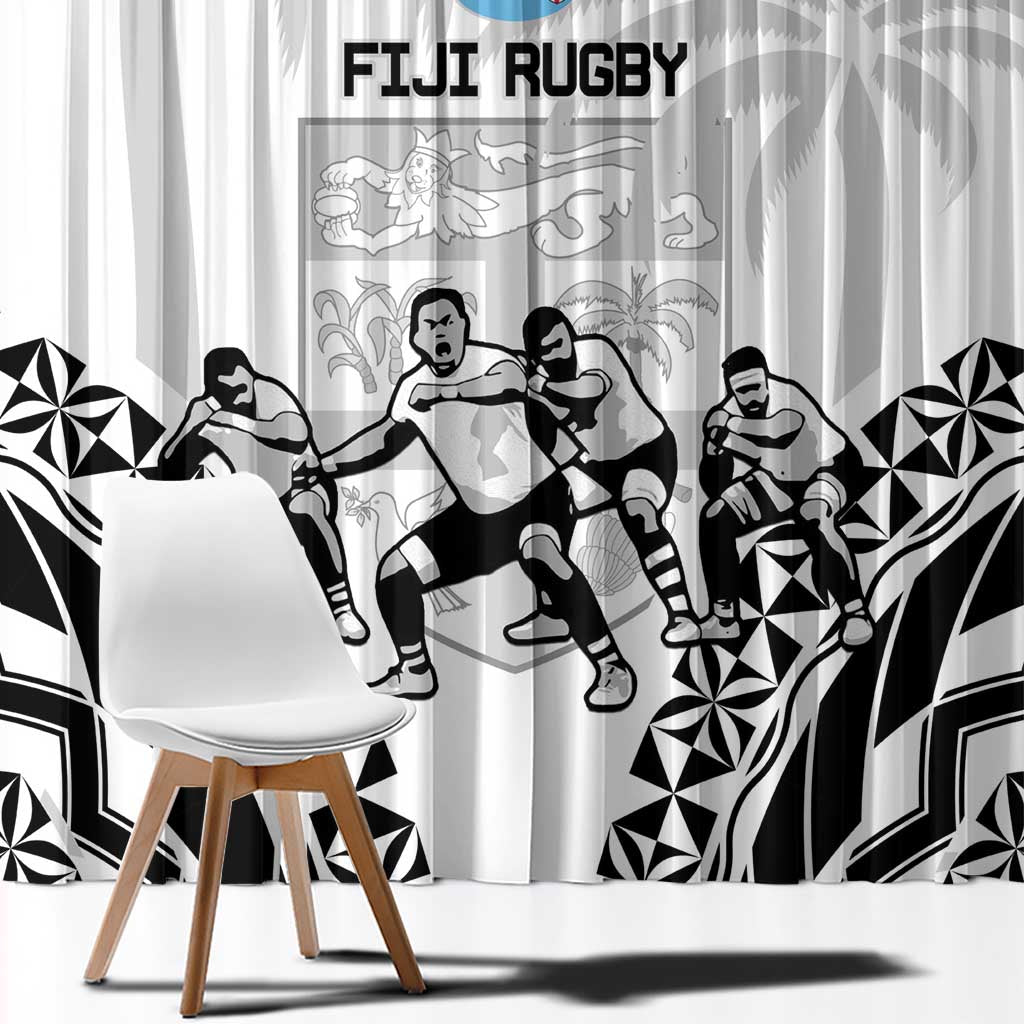 Fiji Tapa Rugby Window Curtain Cibi Dance With Fijian Pattern LT14 - Polynesian Pride