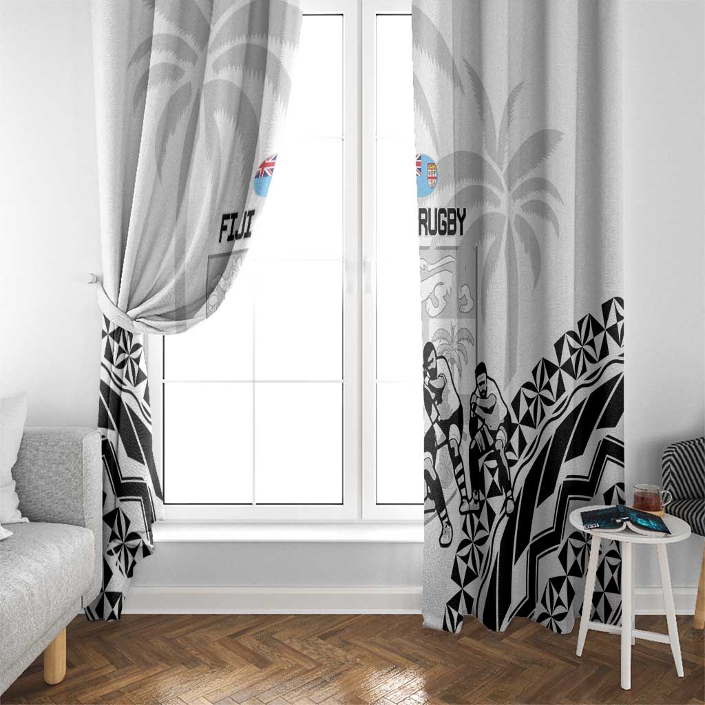 Fiji Tapa Rugby Window Curtain Cibi Dance With Fijian Pattern LT14 - Polynesian Pride