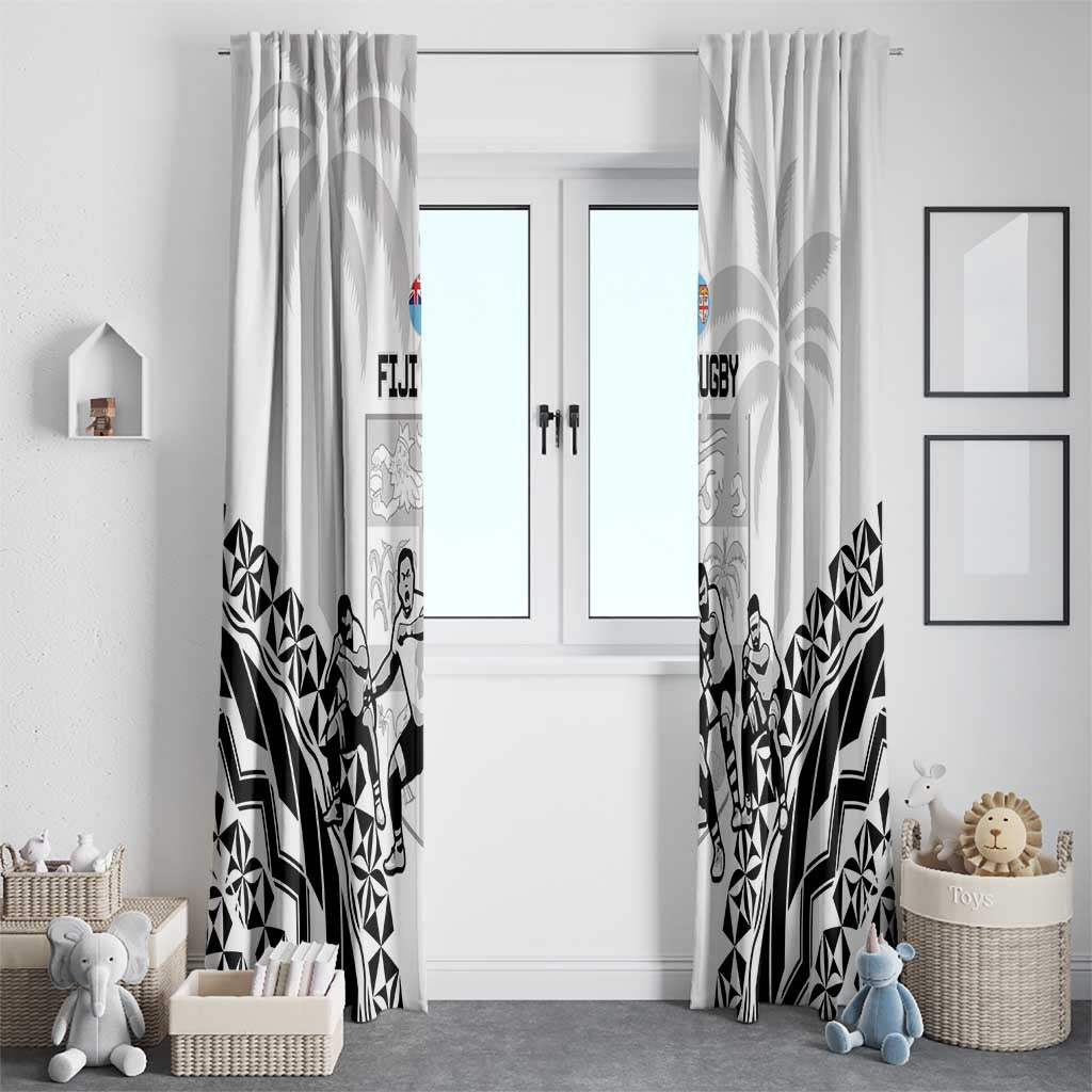 Fiji Tapa Rugby Window Curtain Cibi Dance With Fijian Pattern LT14 - Polynesian Pride