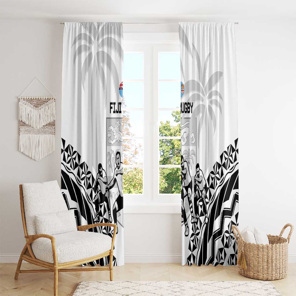 Fiji Tapa Rugby Window Curtain Cibi Dance With Fijian Pattern LT14 - Polynesian Pride