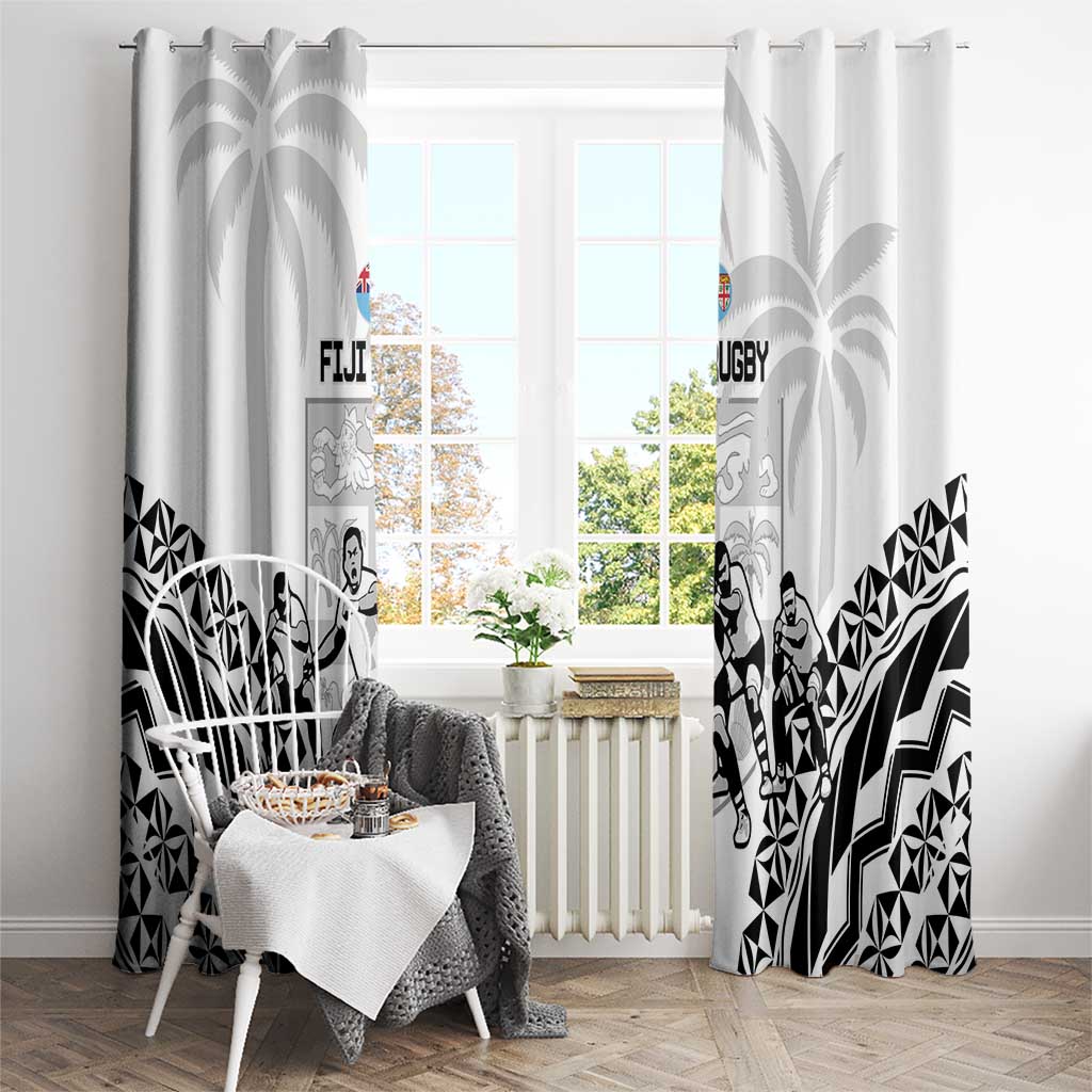 Fiji Tapa Rugby Window Curtain Cibi Dance With Fijian Pattern LT14 - Polynesian Pride