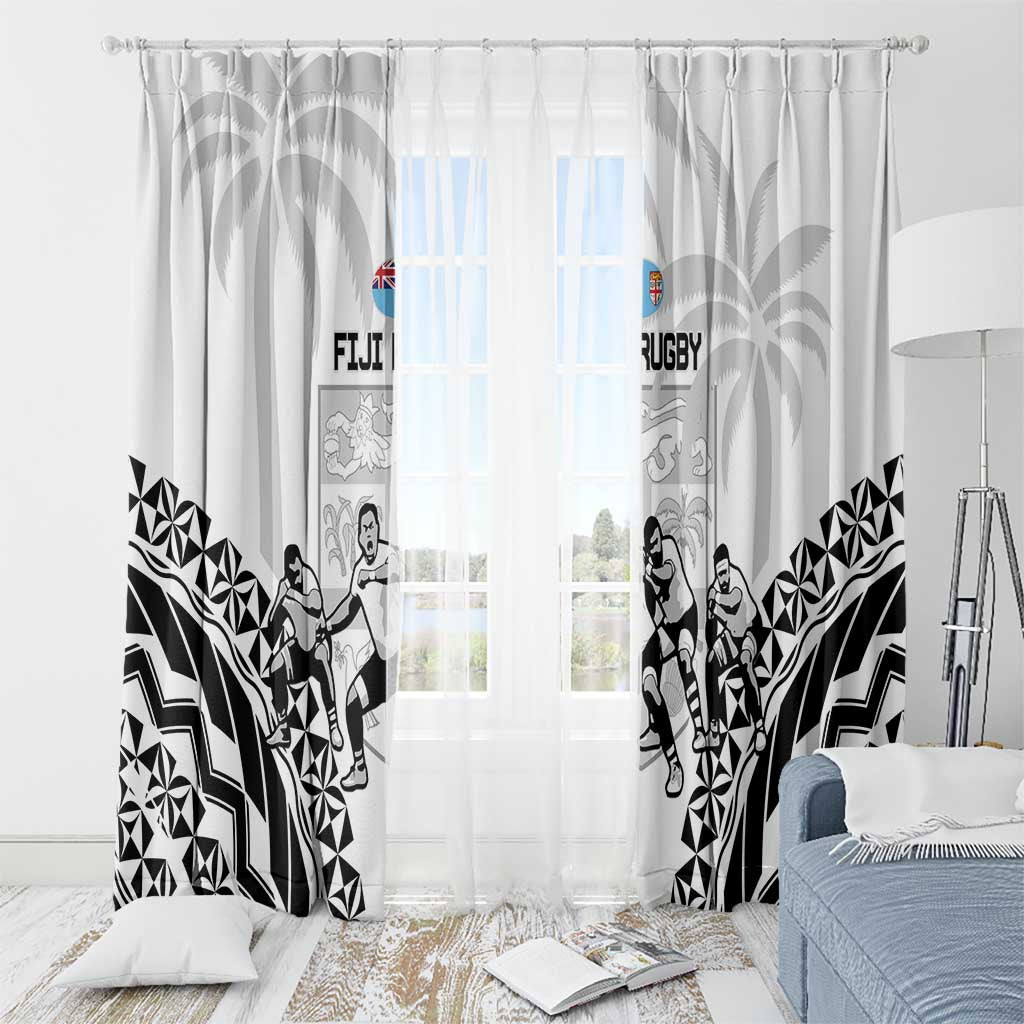 Fiji Tapa Rugby Window Curtain Cibi Dance With Fijian Pattern LT14 - Polynesian Pride