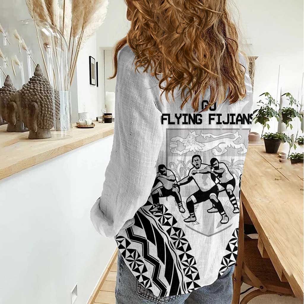 Fiji Tapa Rugby Women Casual Shirt Cibi Dance With Fijian Pattern LT14 - Polynesian Pride