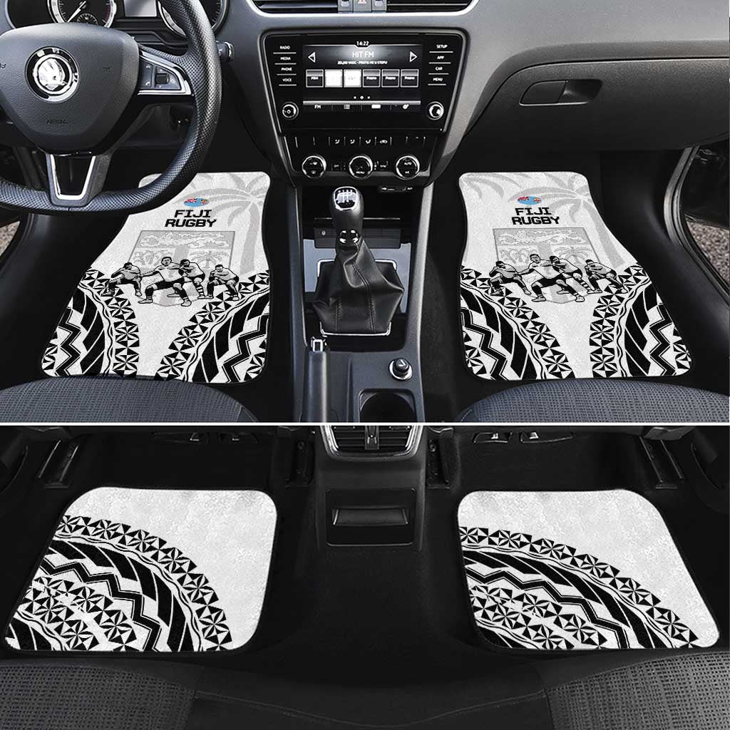 New Zealand And Fiji Tapa Rugby Car Mats Haka Dance Mix Cibi Dance Together LT14 Set 4pcs Black - Polynesian Pride