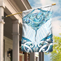 New Zealand Manta Ray Tattoo Garden Flag Aotearoa Maori Haehae Paua Shell LT14 House Flag White - Polynesian Pride