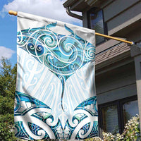 New Zealand Manta Ray Tattoo Garden Flag Aotearoa Maori Haehae Paua Shell LT14 - Polynesian Pride