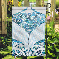 New Zealand Manta Ray Tattoo Garden Flag Aotearoa Maori Haehae Paua Shell LT14 Garden Flag White - Polynesian Pride