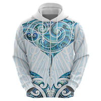 New Zealand Manta Ray Tattoo Hoodie Aotearoa Maori Haehae Paua Shell LT14 - Polynesian Pride