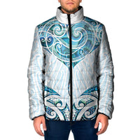 New Zealand Manta Ray Tattoo Padded Jacket Aotearoa Maori Haehae Paua Shell LT14 Men White - Polynesian Pride