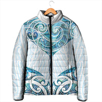 New Zealand Manta Ray Tattoo Padded Jacket Aotearoa Maori Haehae Paua Shell LT14 - Polynesian Pride
