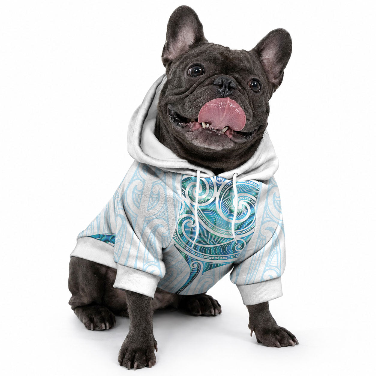 New Zealand Manta Ray Tattoo Pet Hoodie Aotearoa Maori Haehae Paua Shell LT14 - Polynesian Pride