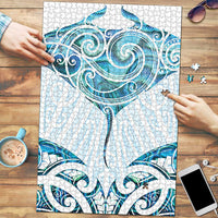 New Zealand Manta Ray Tattoo Puzzle Aotearoa Maori Haehae Paua Shell LT14 White - Polynesian Pride
