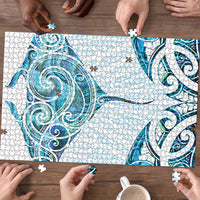 New Zealand Manta Ray Tattoo Puzzle Aotearoa Maori Haehae Paua Shell LT14 - Polynesian Pride