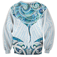 New Zealand Manta Ray Tattoo Sweatshirt Aotearoa Maori Haehae Paua Shell LT14 - Polynesian Pride
