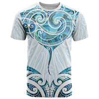 New Zealand Manta Ray Tattoo T Shirt Aotearoa Maori Haehae Paua Shell LT14 White - Polynesian Pride
