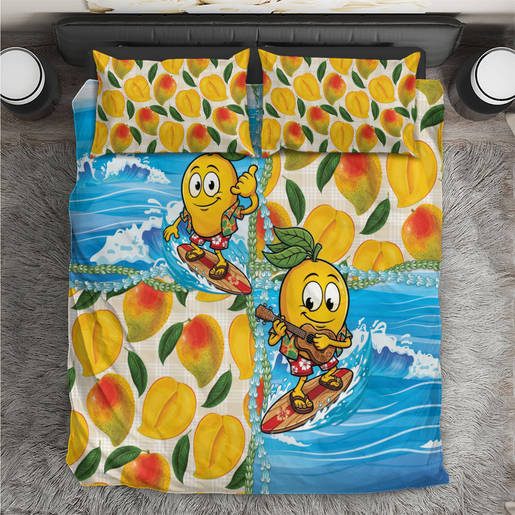 Aloha Hawaii Summer Bedding Set Hawaiian Lei Surfing Mango Palaka Motifs LT14 Blue - Polynesian Pride