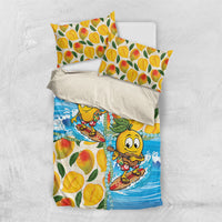 Aloha Hawaii Summer Bedding Set Hawaiian Lei Surfing Mango Palaka Motifs LT14 US Twin 172cm x 218cm Blue - Polynesian Pride