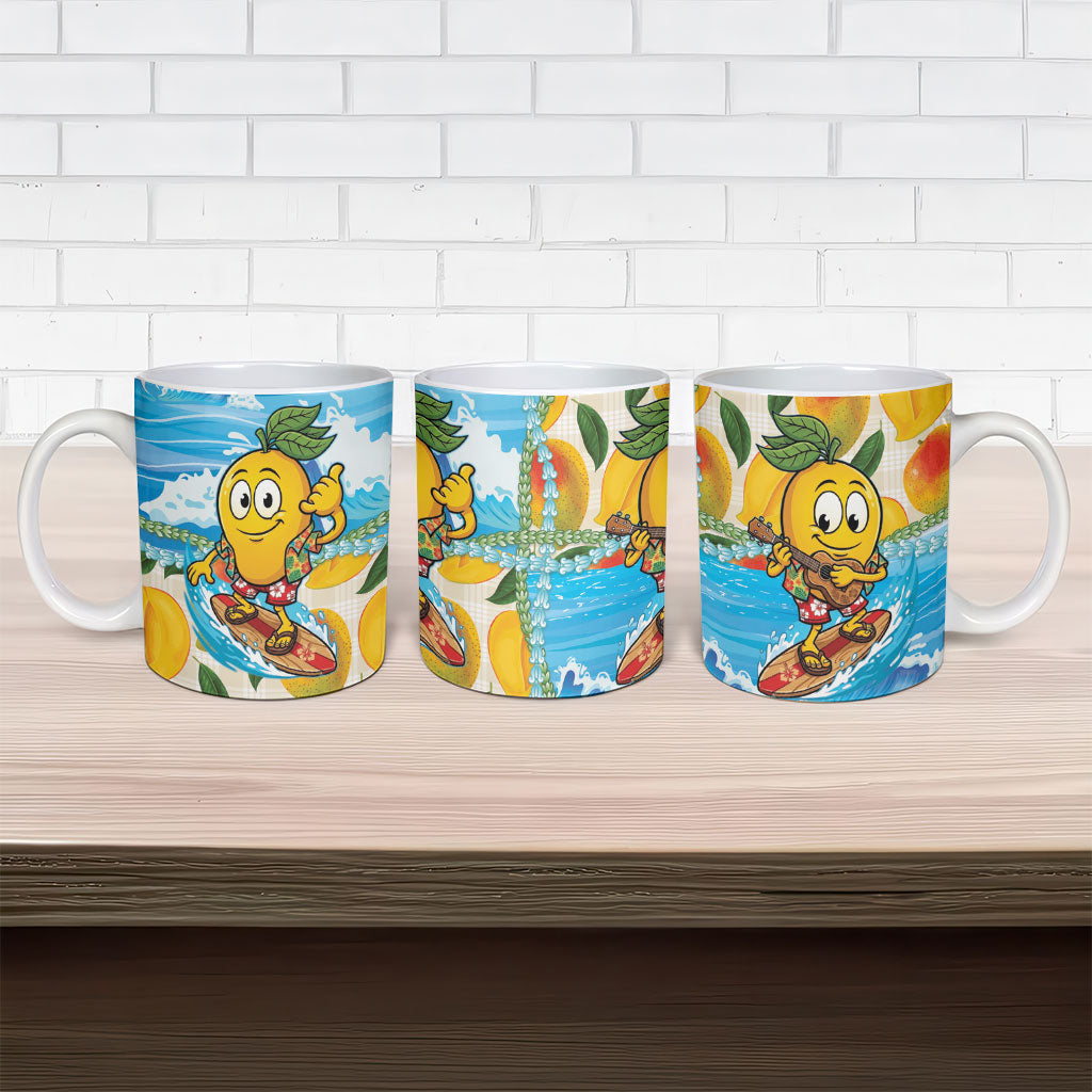 Aloha Hawaii Summer Ceramic Mug Hawaiian Lei Surfing Mango Palaka Motifs LT14 - Polynesian Pride