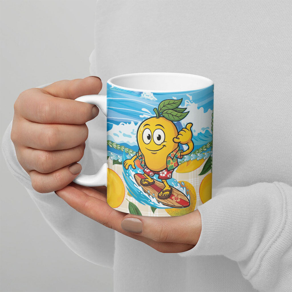 Aloha Hawaii Summer Ceramic Mug Hawaiian Lei Surfing Mango Palaka Motifs LT14 - Polynesian Pride