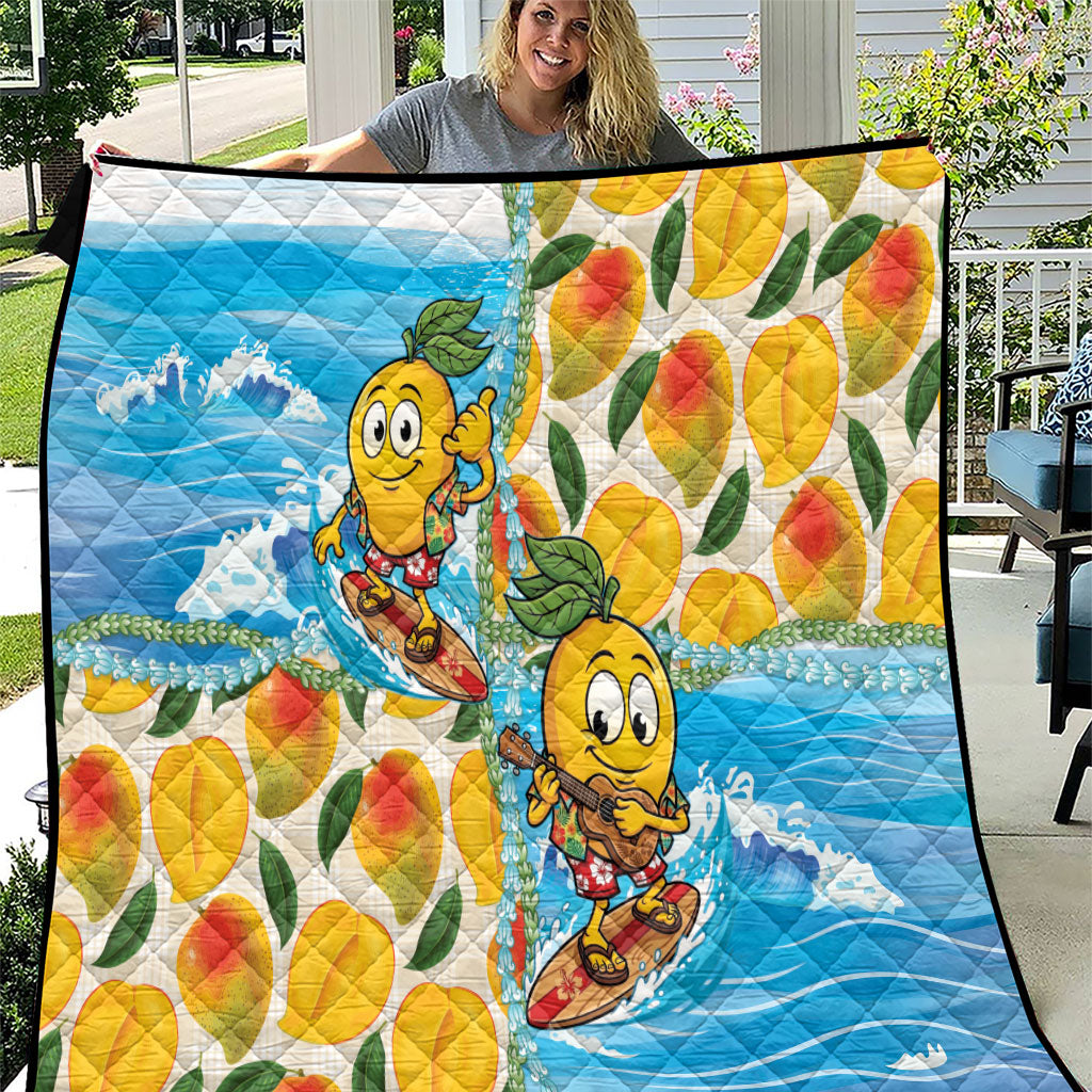 Aloha Hawaii Summer Quilt Hawaiian Lei Surfing Mango Palaka Motifs LT14 Blue - Polynesian Pride